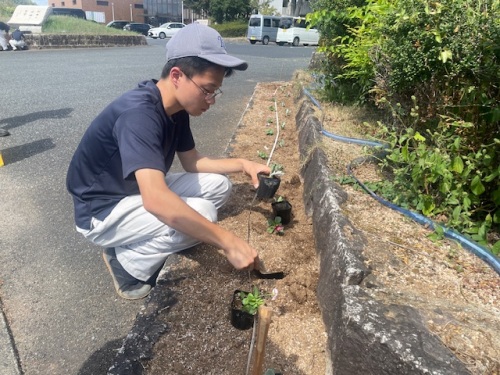 花壇に植栽する生徒たち4