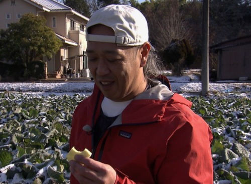 キャベツを食べる酒井さん