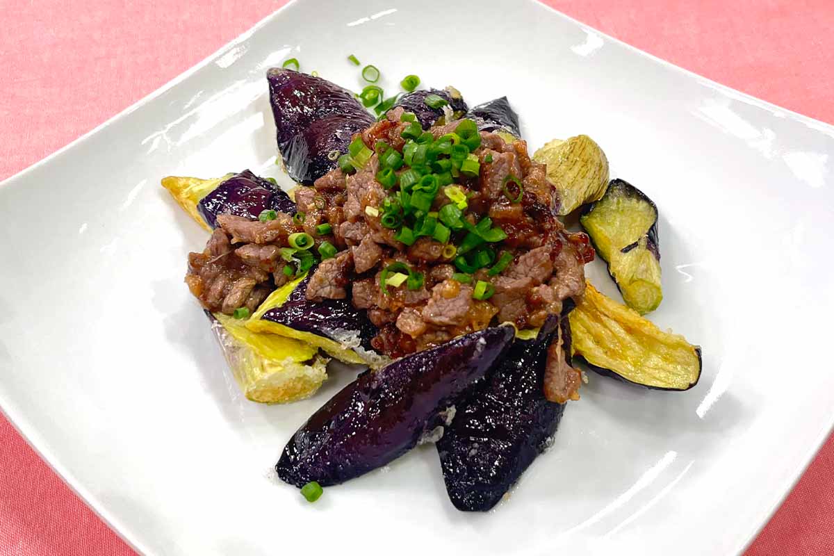 茄子のから揚げ　肉みそあんかけ